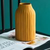 Fabulaxe 8 H Decorative Ceramic Sculpture Channeled Centerpiece Table Vase, Yellow Mustard QI004055.MD